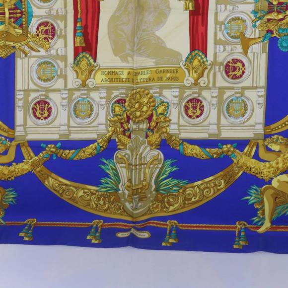 HERMES Carre 90 ARCHITECTE DE L'OPERA DE PARIS Scarf Silk Blue Auth bs12077 - Picture 11 of 16